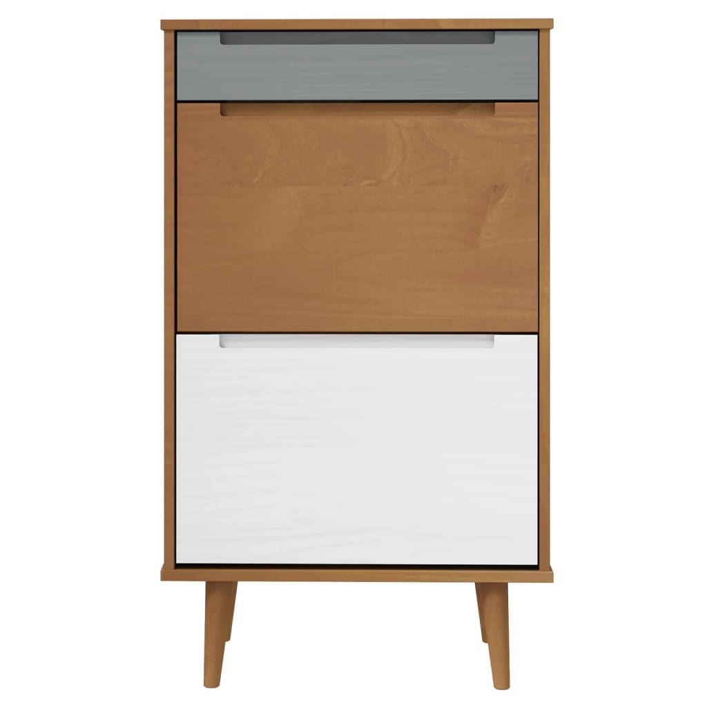 Scarpiera MOLDE Marrone 59,5x35x103cm in Legno Massello di Pino