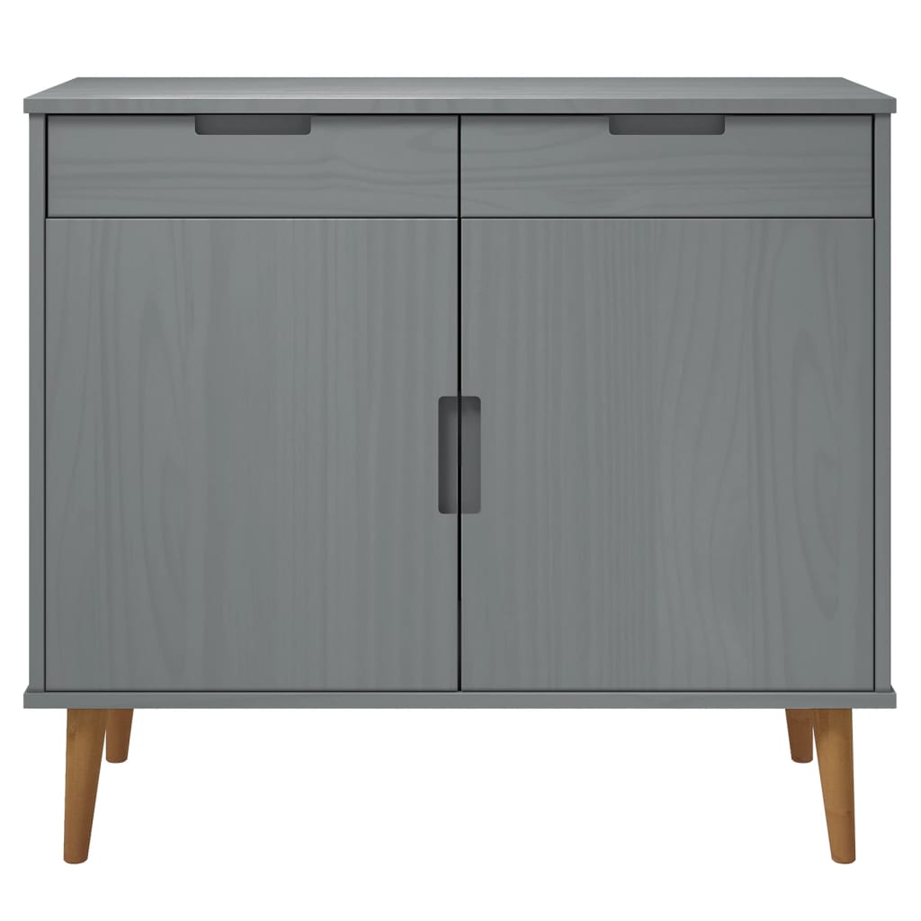 Credenza MOLDE Grigia 90x40x80 cm in Legno Massello di Pino