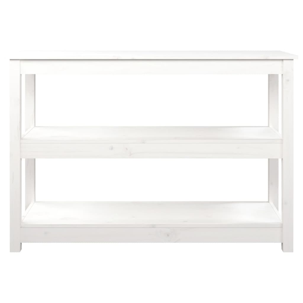 Tavolo Consolle Bianco 110x40x74 cm in Legno Massello di Pino