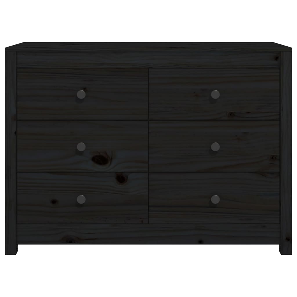 Armadietto Nero 100x40x72 cm in Legno Massello di Pino