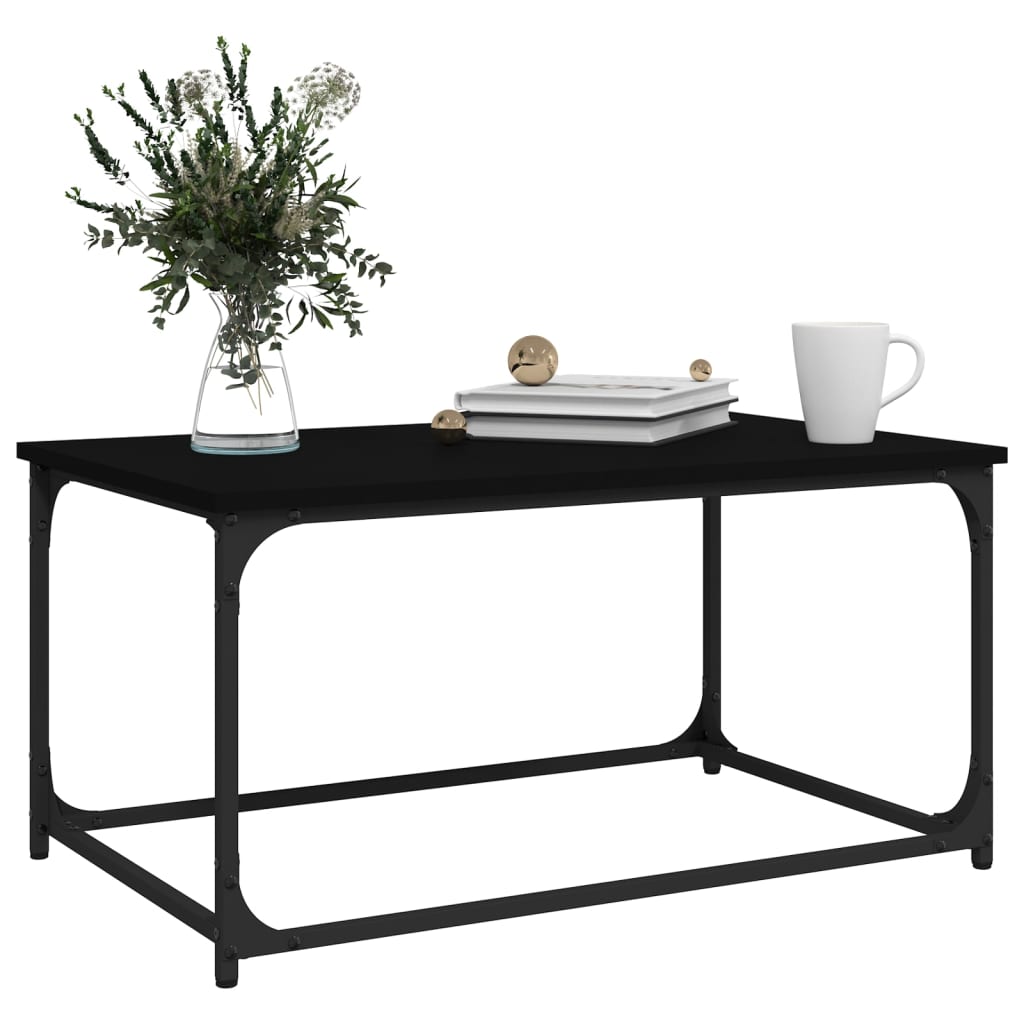 Tavolino da Salotto Nero 80x50x40 cm Legno Multistrato e Ferro