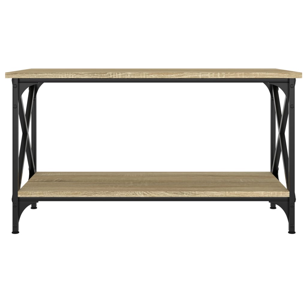 Tavolino Rovere Sonoma 80x45x45 cm in Legno Multistrato e Ferro