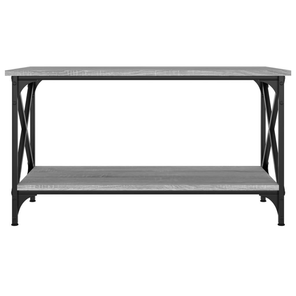 Tavolino Grigio Sonoma 80x45x45cm in Legno Multistrato e Ferro