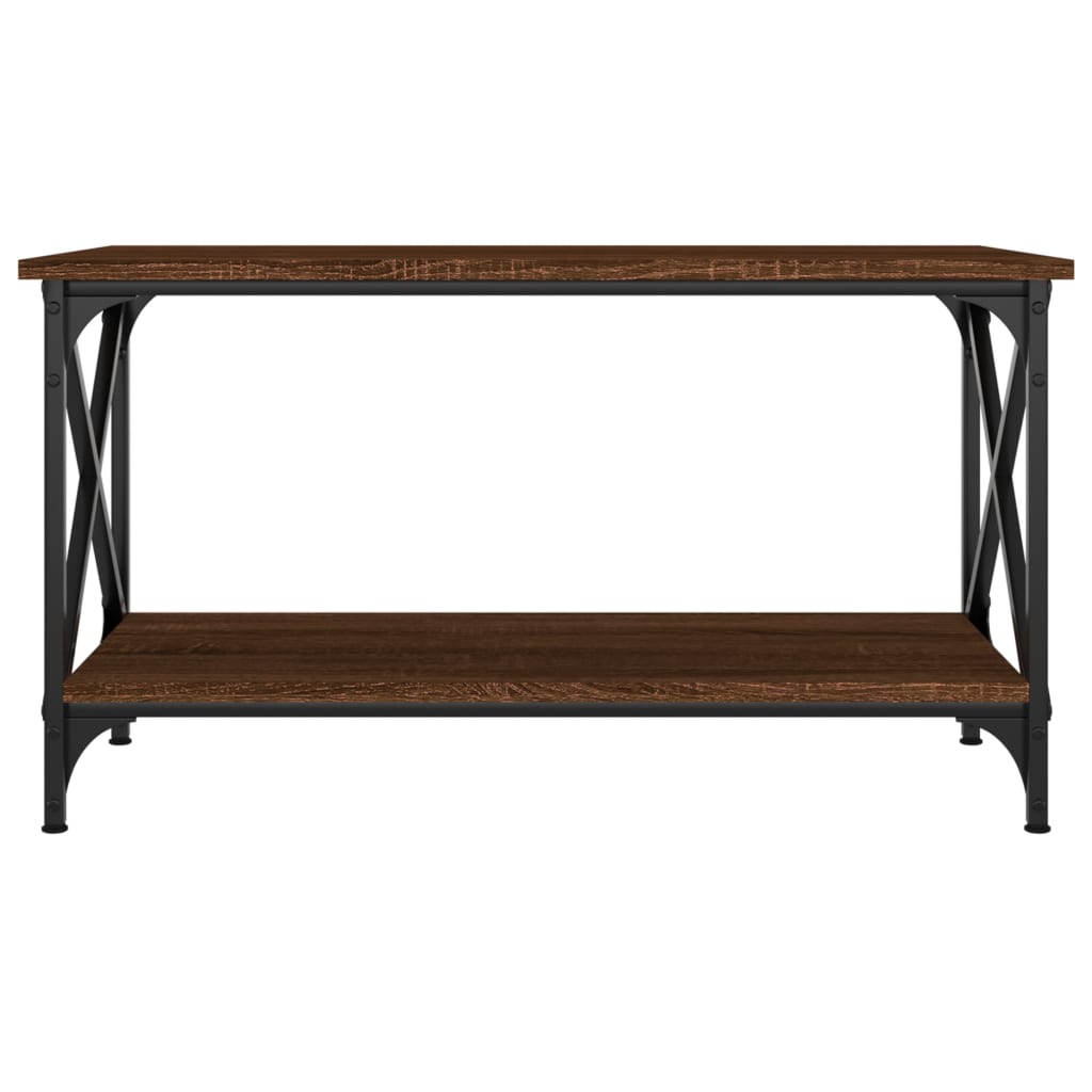 Tavolino Rovere Marrone 80x45x45 cm Legno Multistrato e Ferro