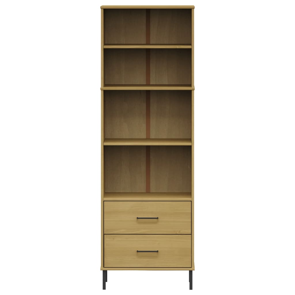 Libreria con 2 Cassetti Marrone 60x35x180cm Legno Massello OSLO