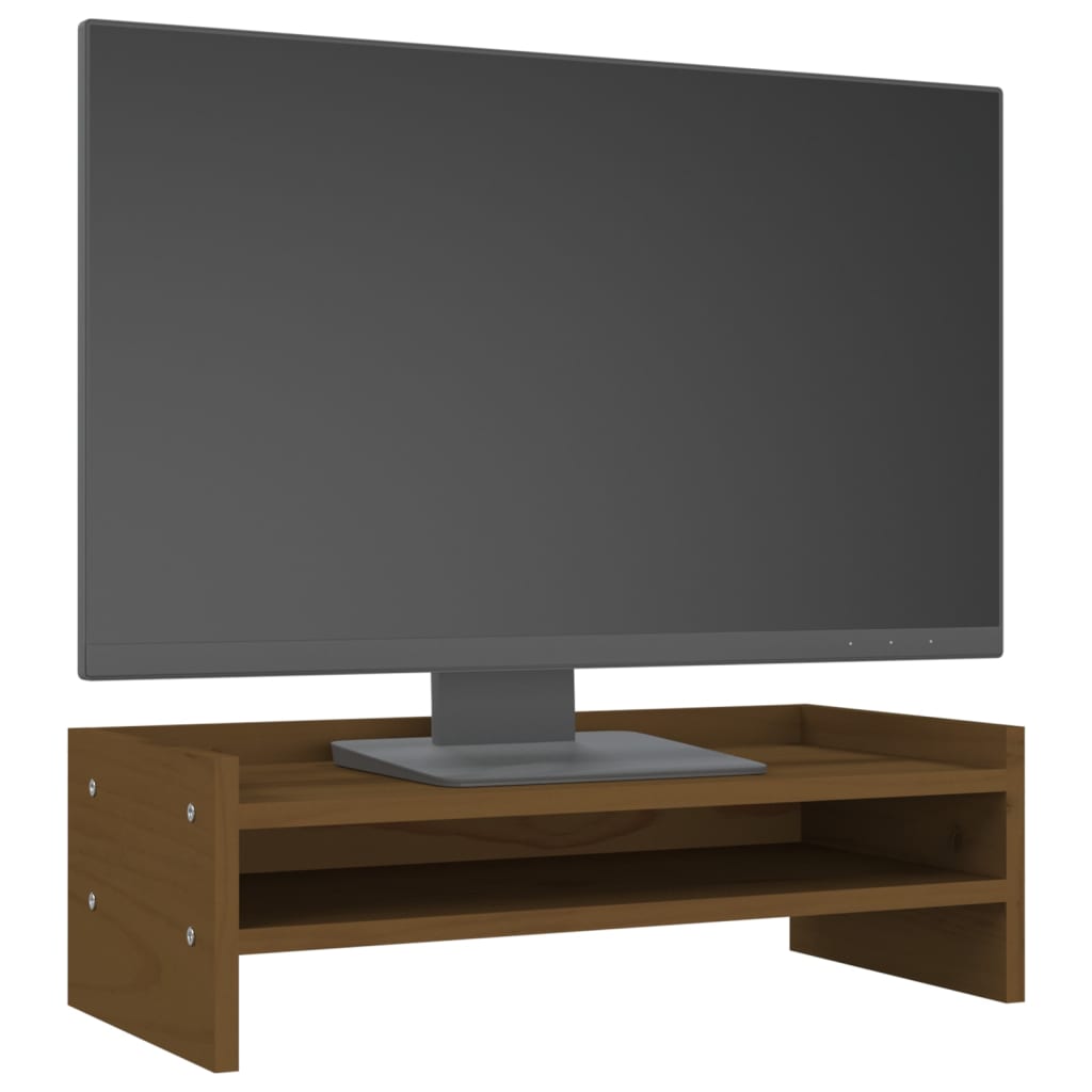 Supporto per Monitor ambra 50x24x16 cm Legno Massello di Pino