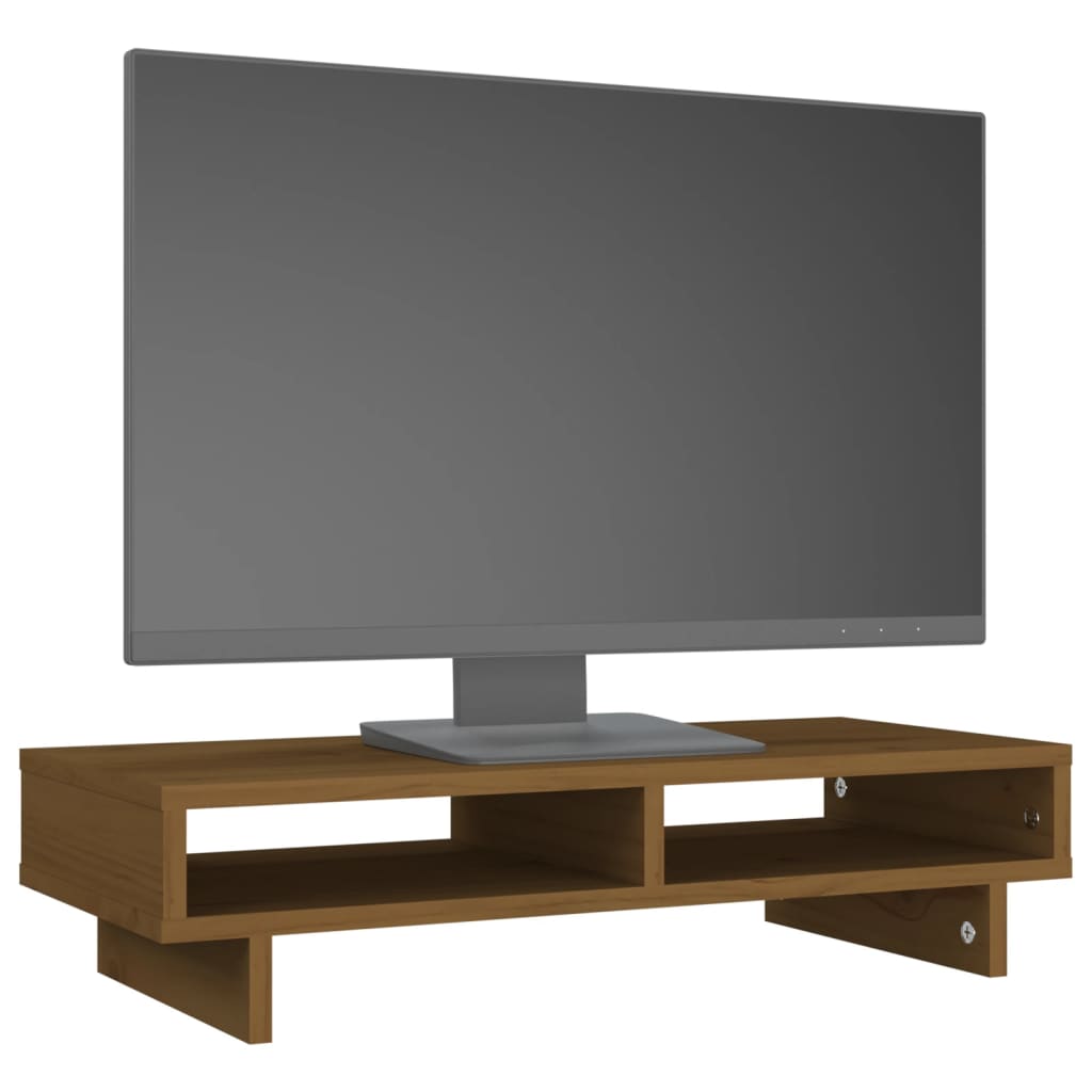 Supporto per Monitor ambra 60x27x14 cm Legno Massello di Pino