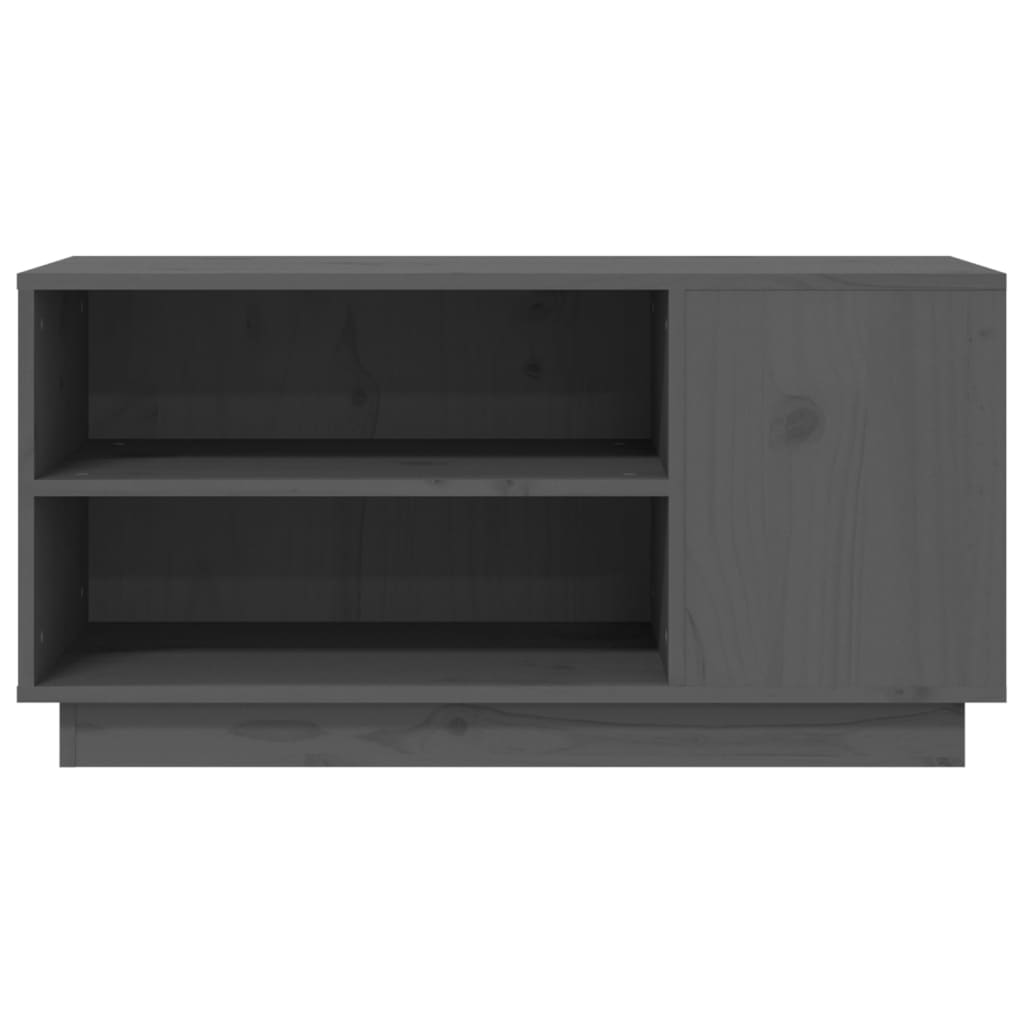 Mobile Porta TV Grigio 80x35x40,5 cm in Legno Massello di Pino