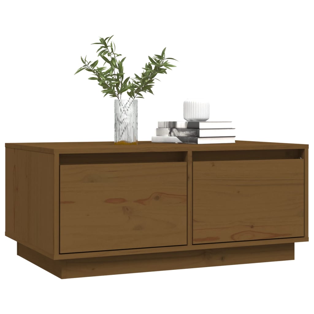 Tavolino da Salotto ambra 80x50x35 cm Legno Massello di Pino