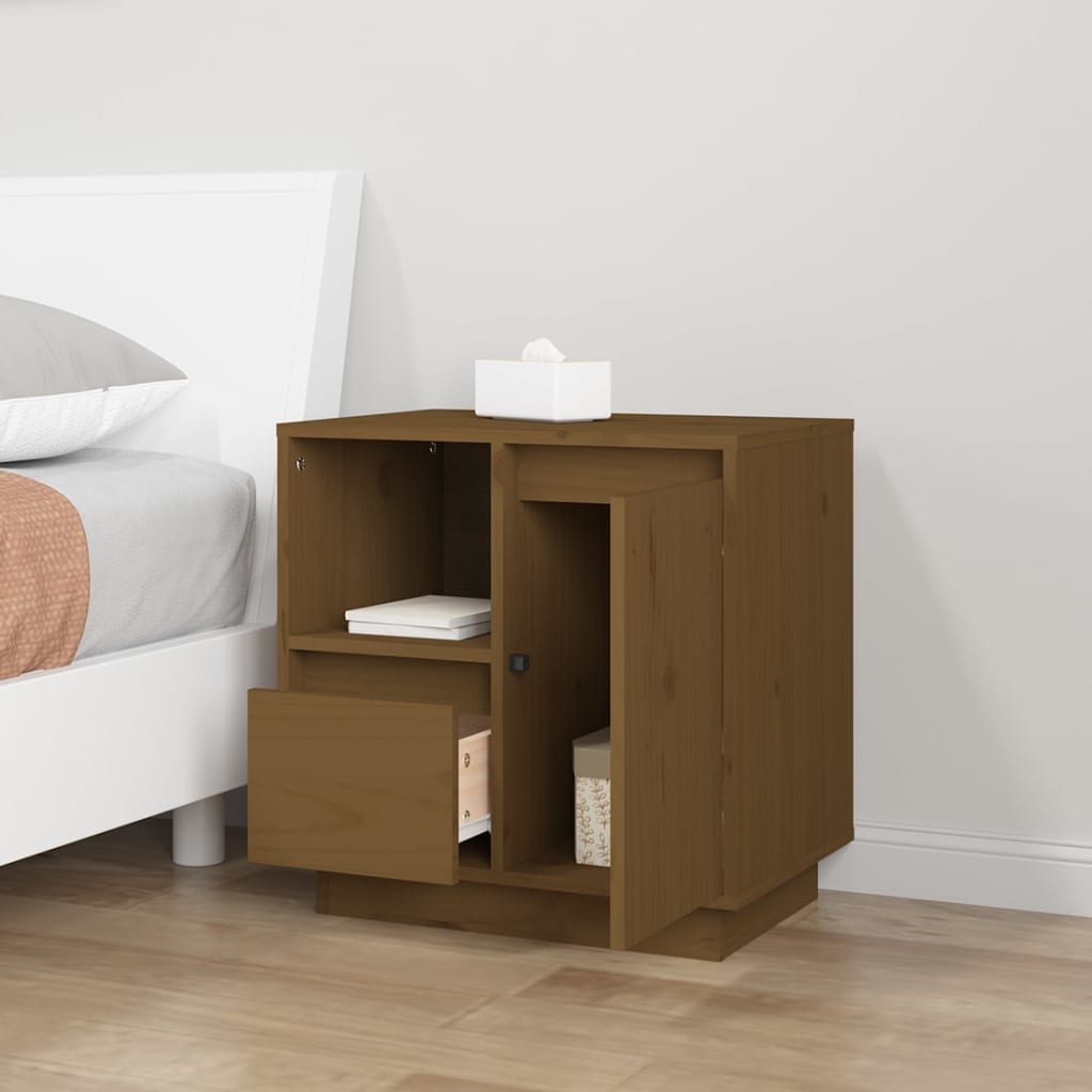 Comodini 2 pz ambra 50x34x50 cm in Legno Massello di Pino