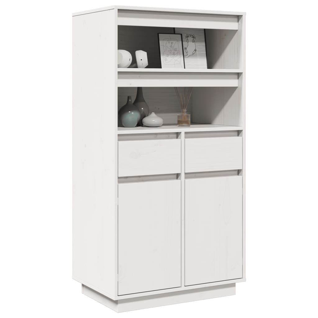 Credenza Bianca 60x40x116,5 cm in Legno Massello di Pino