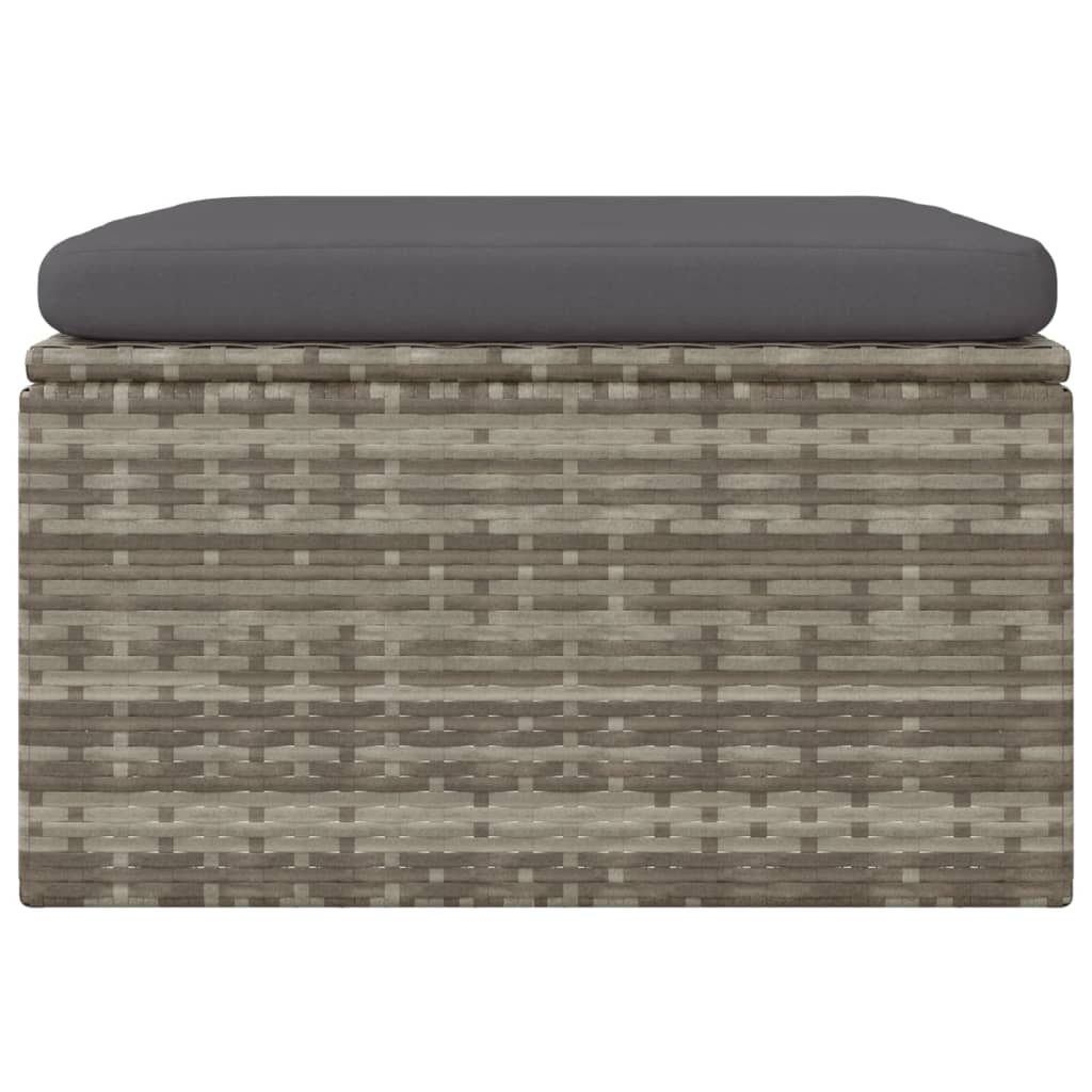 Poggiapiedi Giardino con Cuscino Grigio 55x55x30 cm Polyrattan