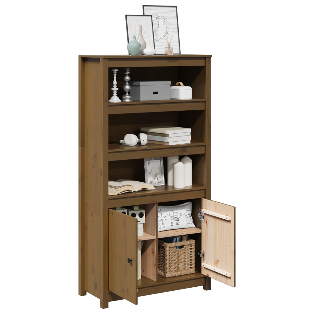 Credenza Marrone Ambra 80x35x154 cm in Legno Massello di Pino