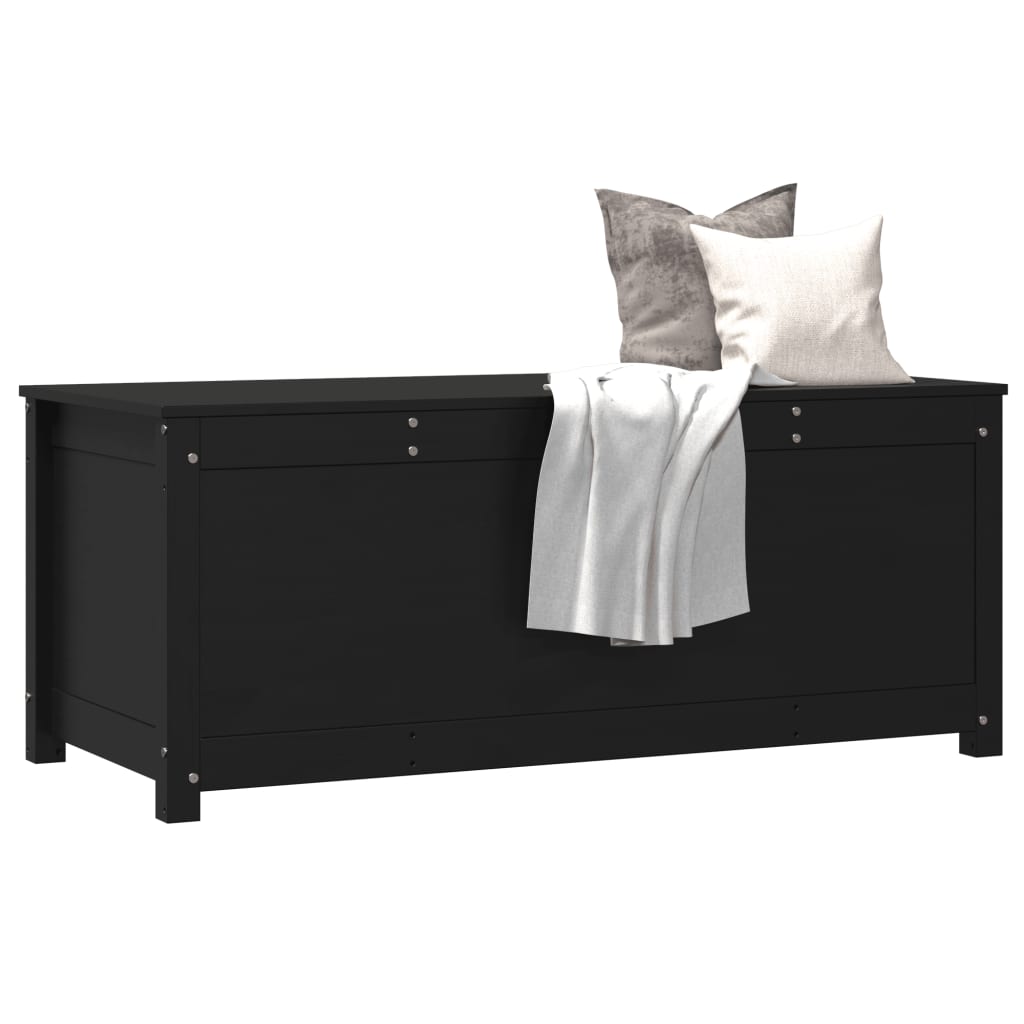 Contenitore Portaoggetti Nero 110x50x45,5cm Legno Massello Pino