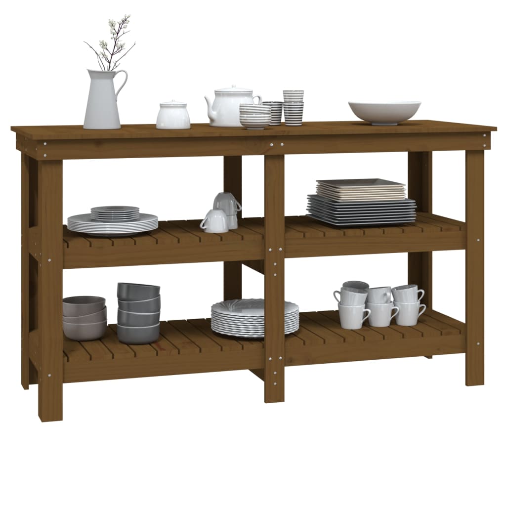 Banco da Lavoro Ambra 142,5x50x80 cm in Legno Massello di Pino
