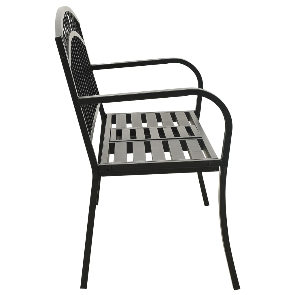 Panca da Giardino con Tavolino Nero 120 cm Acciaio
