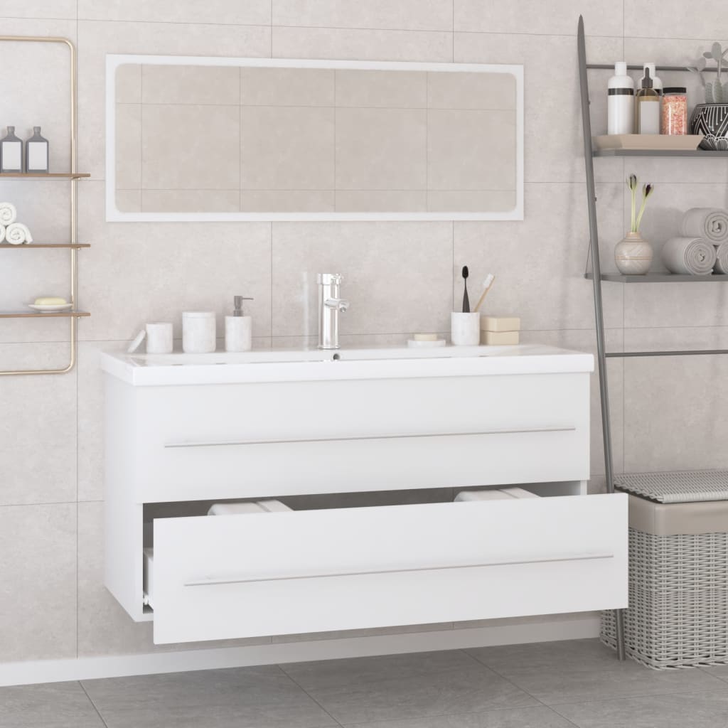 Set Mobili da Bagno Bianco in Legno Multistrato