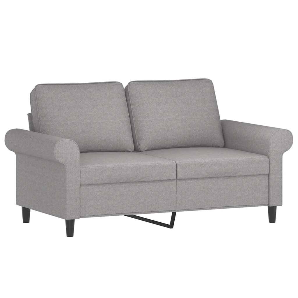Divano a 2 Posti con Cuscini Grigio Chiaro 120 cm in Tessuto