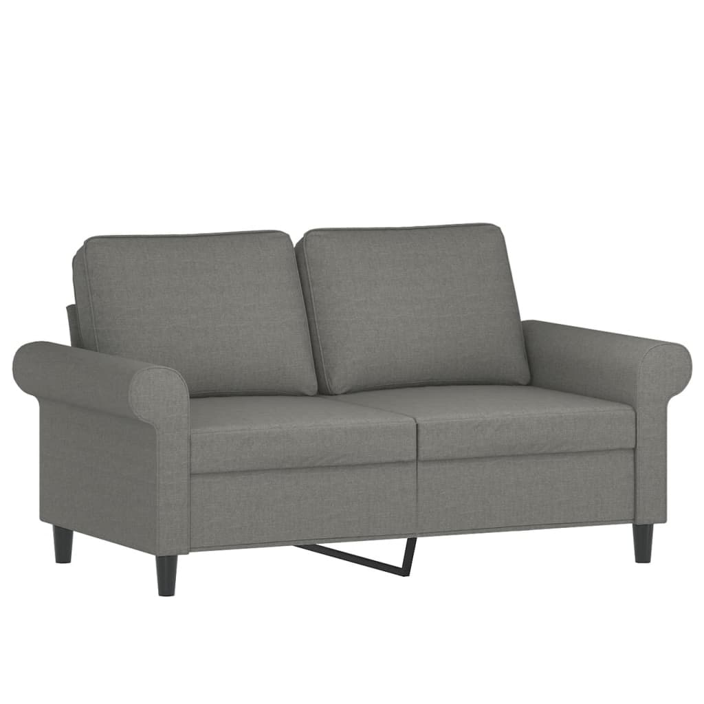 Divano a 2 Posti con Cuscini Grigio Scuro 120 cm in Tessuto