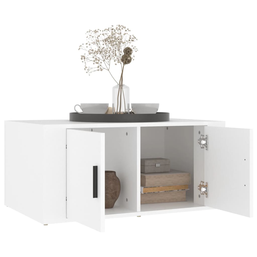 Tavolino da Salotto Bianco 80x50x36 cm in Legno Multistrato
