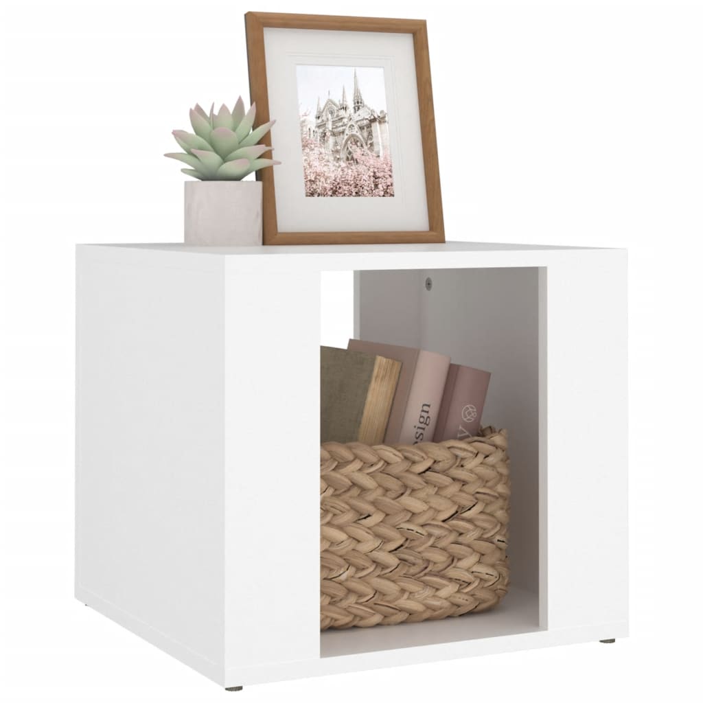 Comodino Bianco 41x40x36 cm in Legno Multistrato