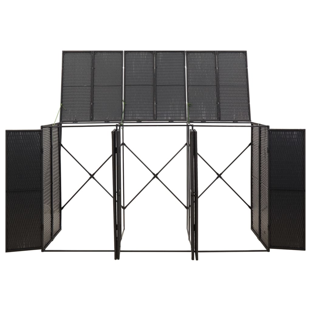 Copribidone Triplo Nero 207x80x117 cm in Polyrattan