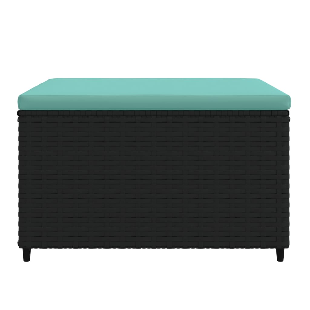 Poggiapiedi da Giardino con Cuscini in Polyrattan Nero