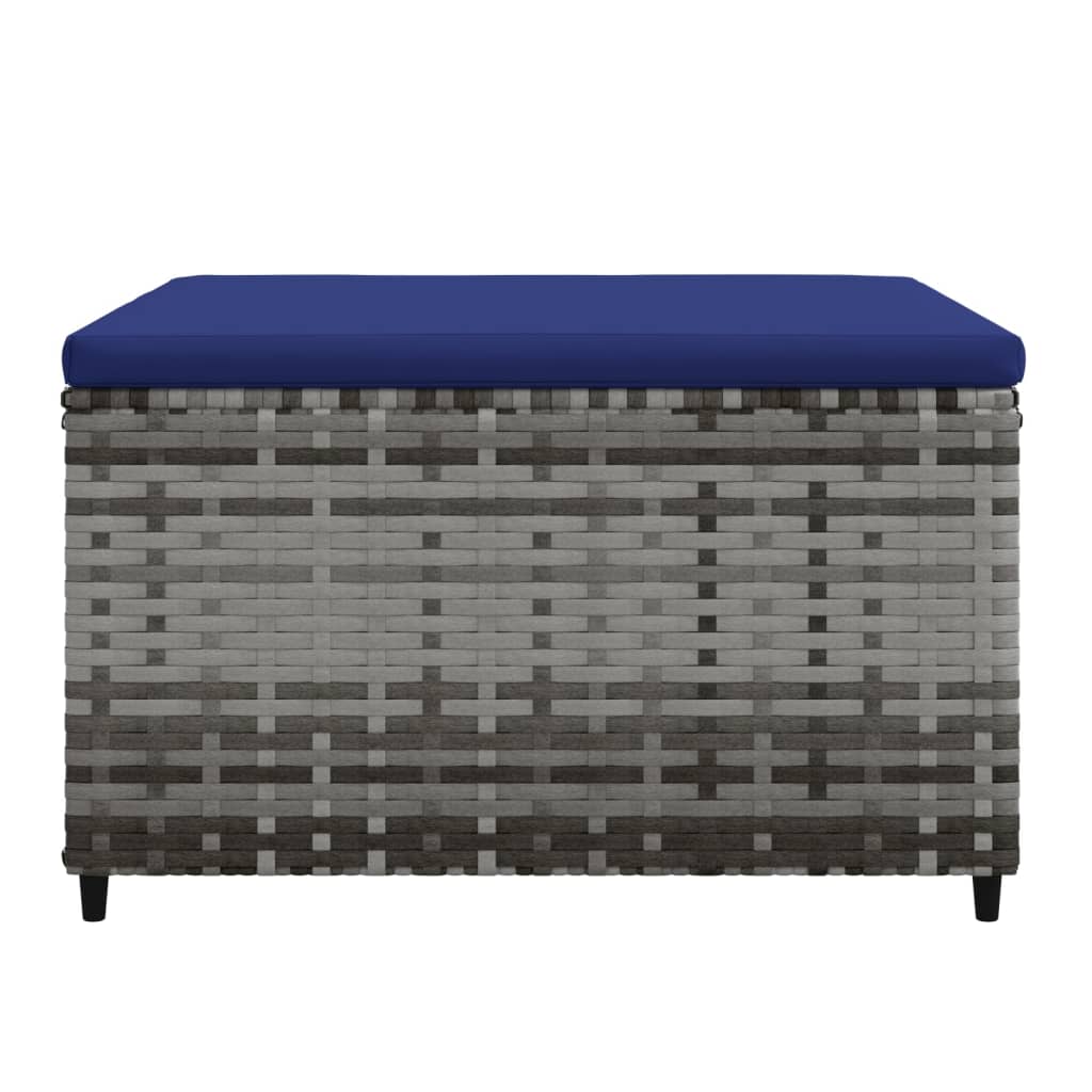 Poggiapiedi da Giardino con Cuscini 2 pz in Polyrattan Grigio