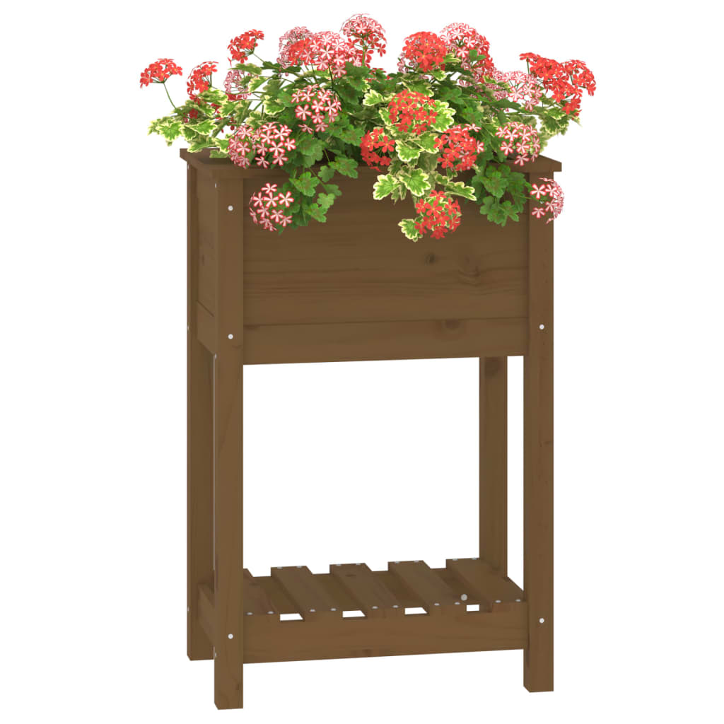 Fioriera con Mensola Ambra 54x34,5x81cm Legno Massello di Pino