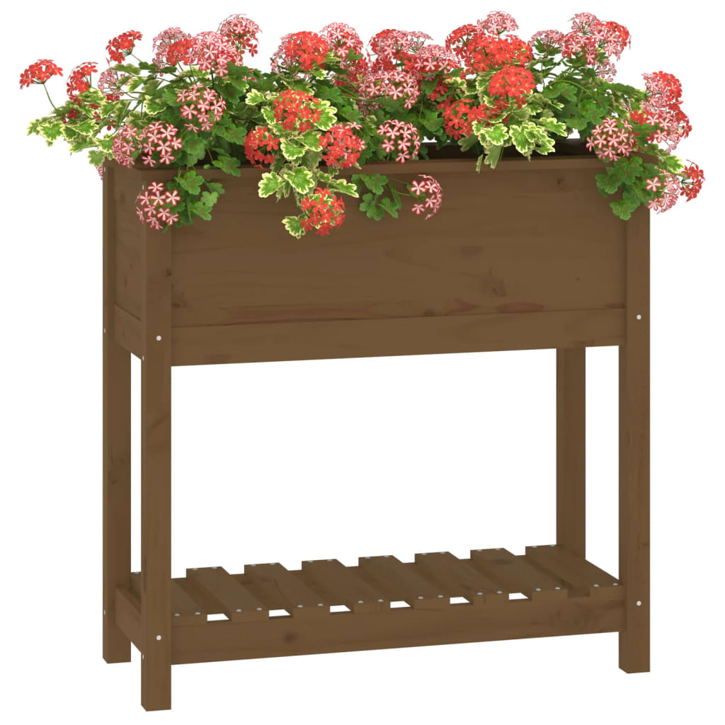 Fioriera con Mensola Ambra 82,5x34,5x81 cm Legno Massello Pino