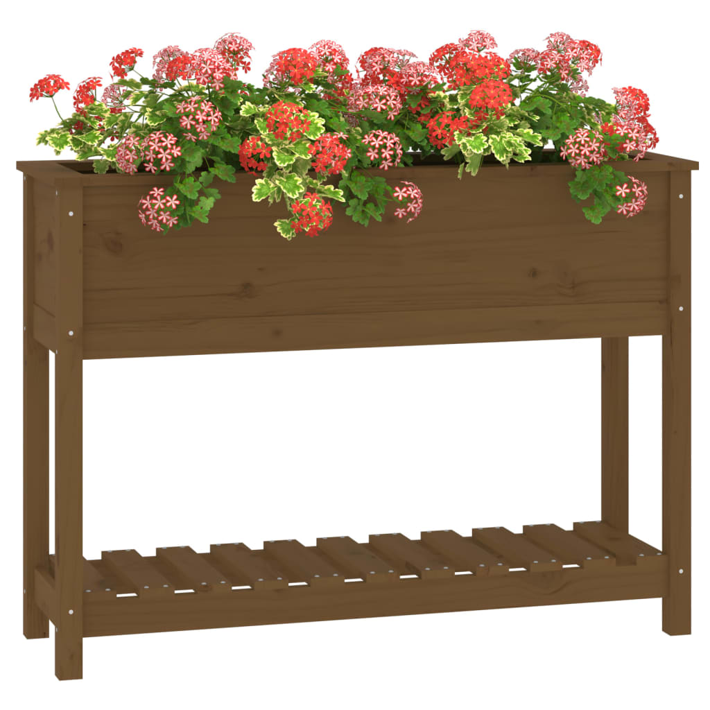 Fioriera con Mensola Ambra 111,5x34,5x81 cm Legno Massello Pino