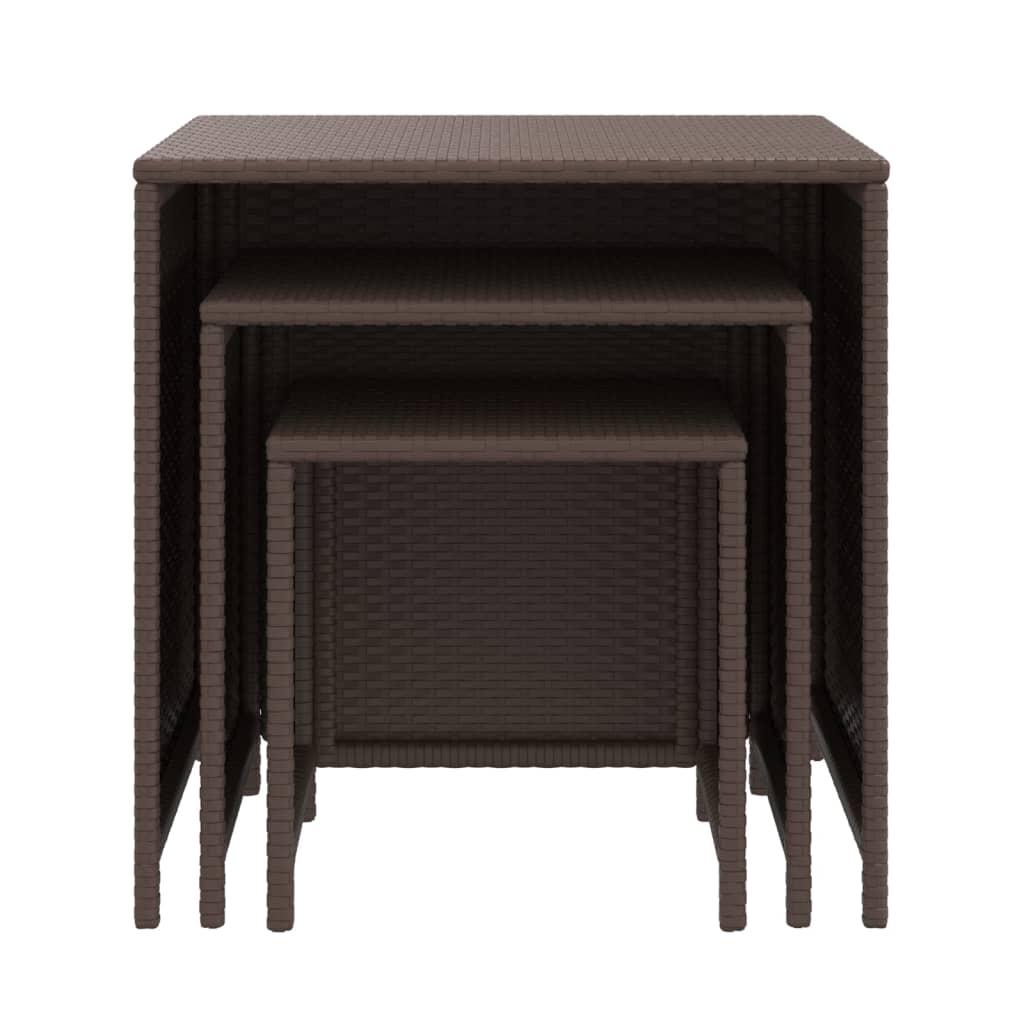 Tavolini Impilabili 3 pz Marroni in Polyrattan