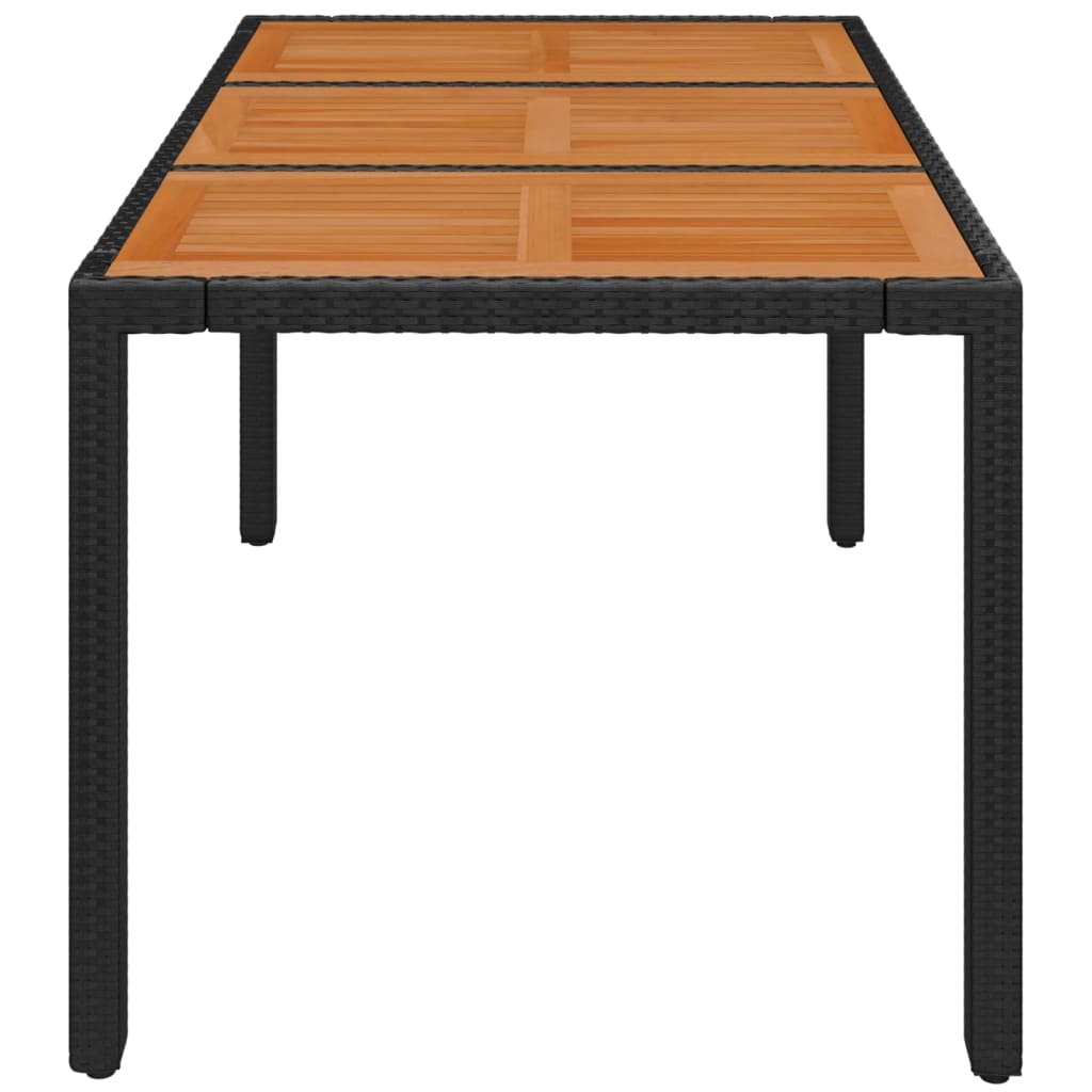 Tavolo da Giardino Piano in Legno Nero 150x90x75 cm Polyrattan