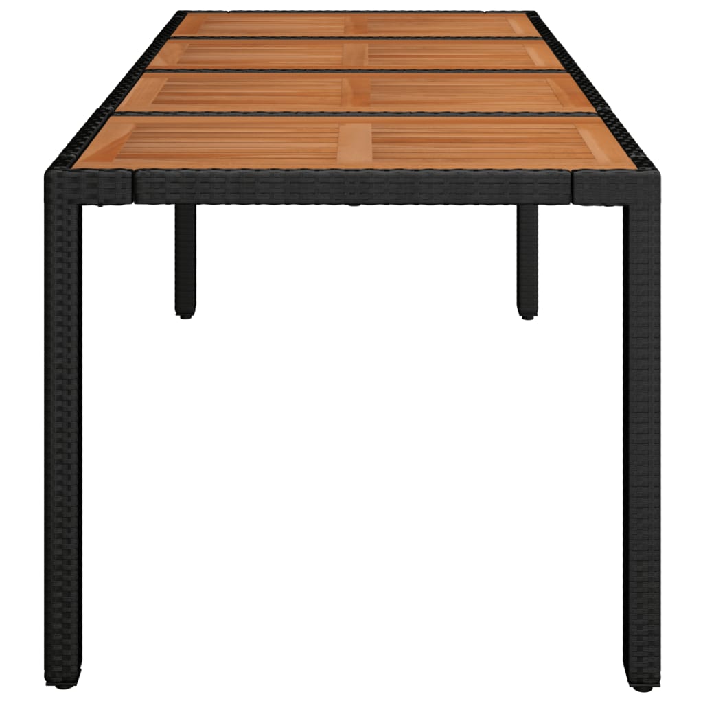 Tavolo da Giardino Piano in Legno Nero 190x90x75 cm Polyrattan