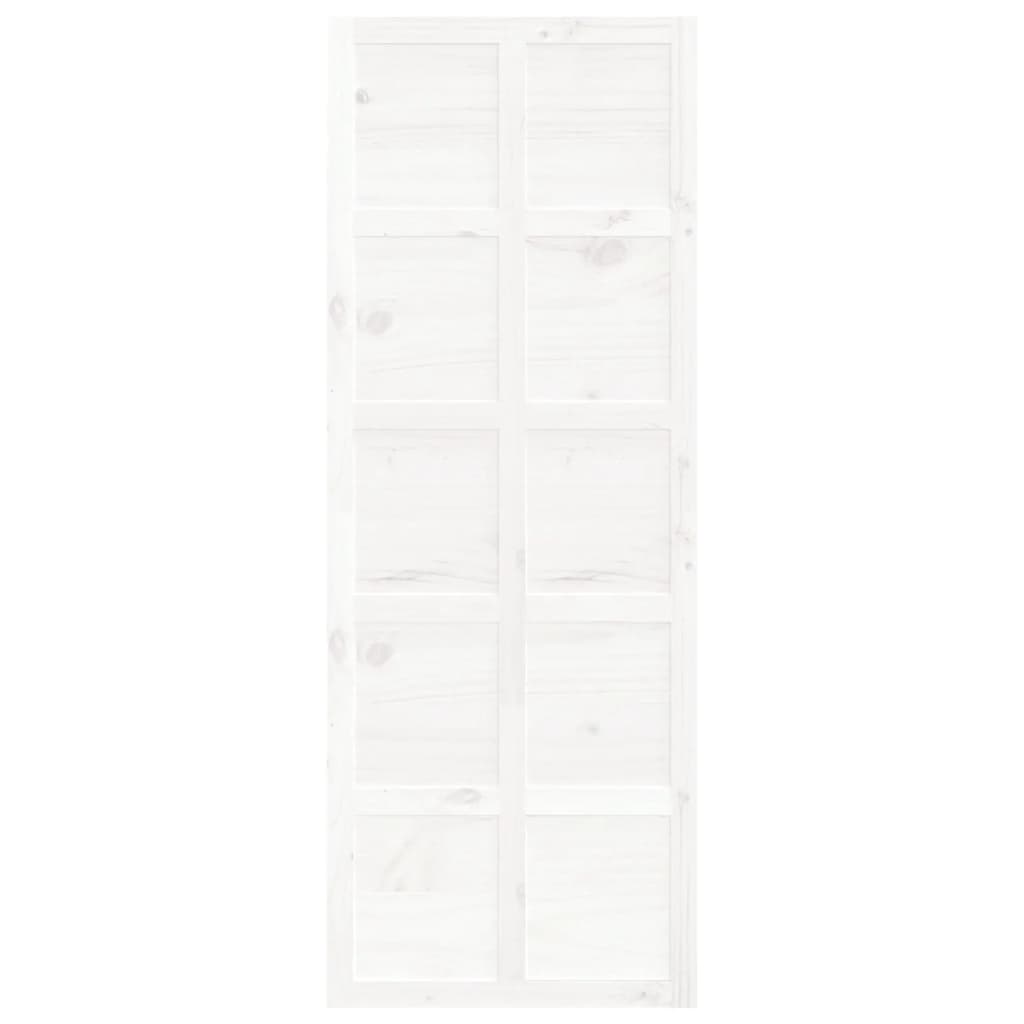 Porta del Granaio Bianca 80x1,8x214 cm Legno Massello di Pino