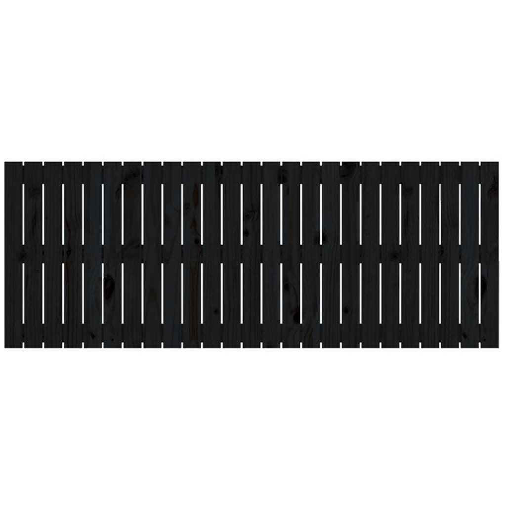 Testiera da Parete Nera 159,5x3x60 cm in Legno Massello di Pino