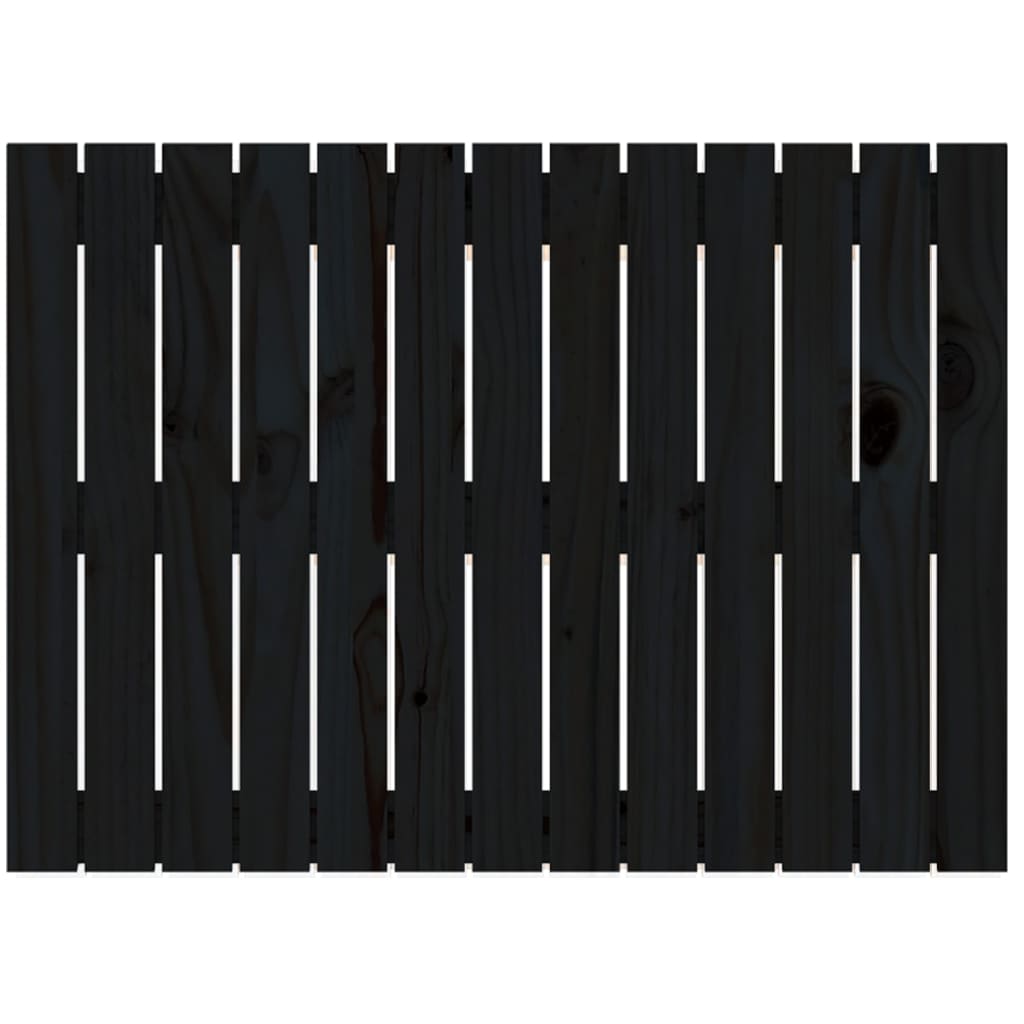 Testiera da Parete Nera 82,5x3x60 cm in Legno Massello di Pino