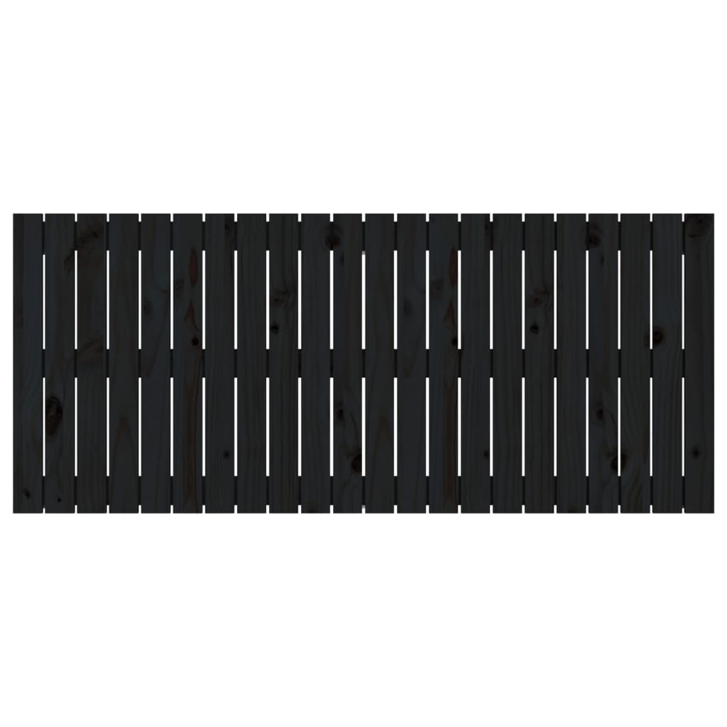 Testiera da Parete Nera 140x3x60 cm in Legno Massello di Pino