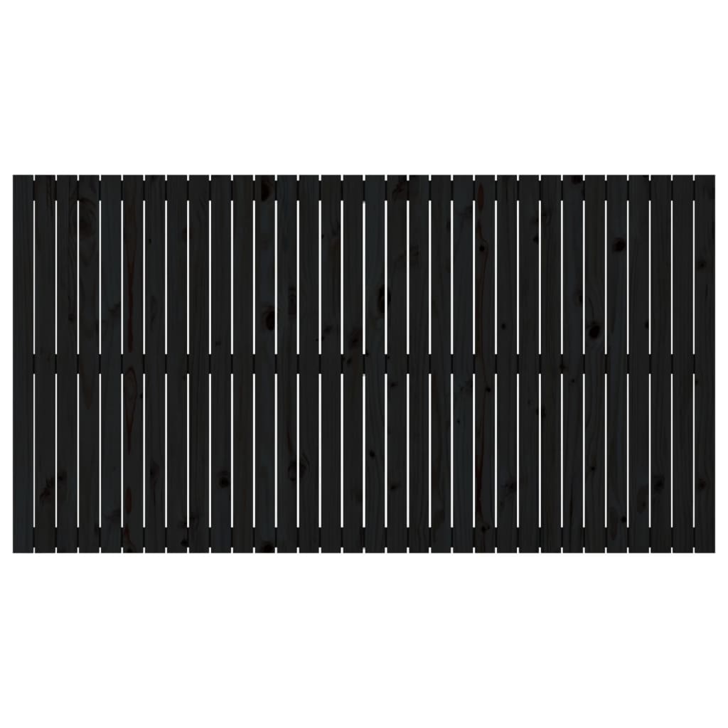 Testiera da Parete Nera 204x3x110 cm in Legno Massello di Pino