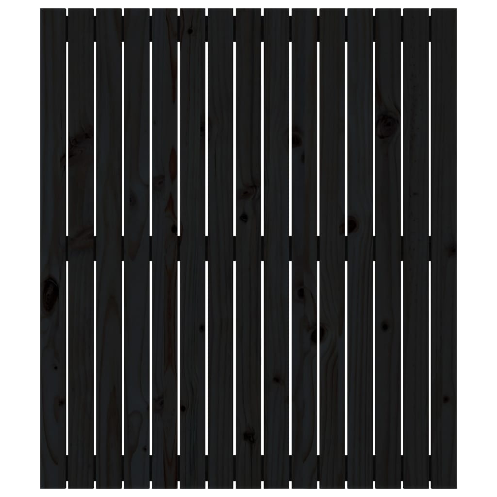 Testiera da Parete Nera 95,5x3x110 cm in Legno Massello di Pino