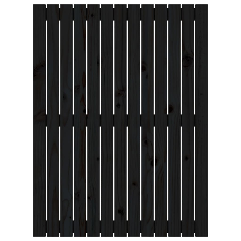 Testiera da Parete Nera 82,5x3x110 cm in Legno Massello di Pino