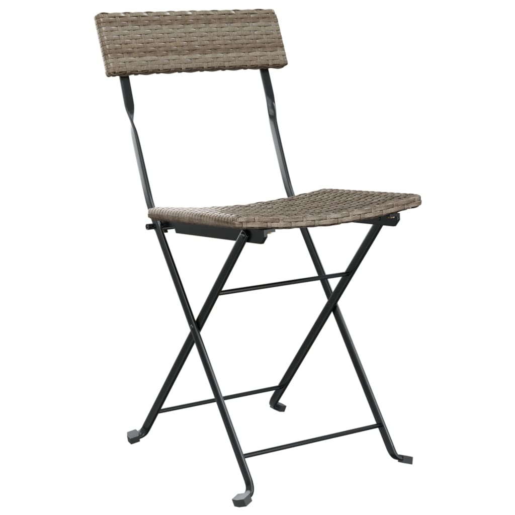 Set Pieghevole da Bistrò 3 pz Grigio in Polyrattan