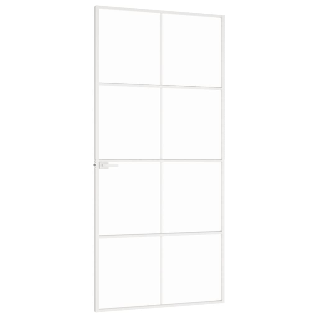 Porta Interna Bianca 93x201,5cm Vetro Temperato Alluminio Slim