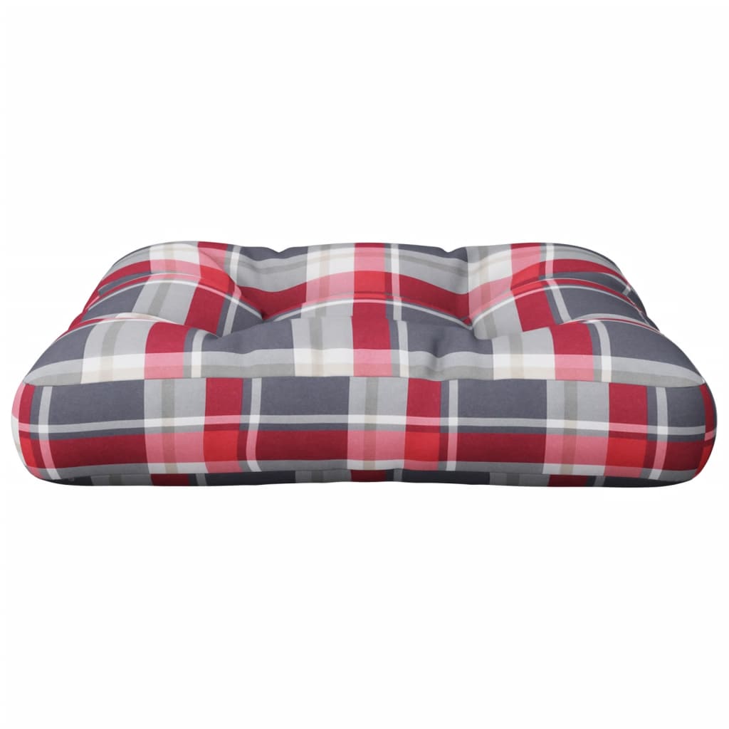 Cuscino per Pallet a Quadri Rossi 50x50x12 cm in Tessuto
