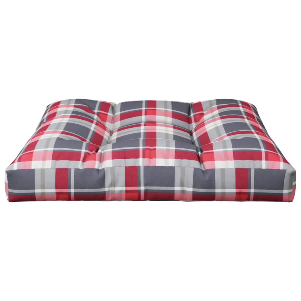Cuscino per Pallet a Quadri Rossi 70x70x12 cm in Tessuto