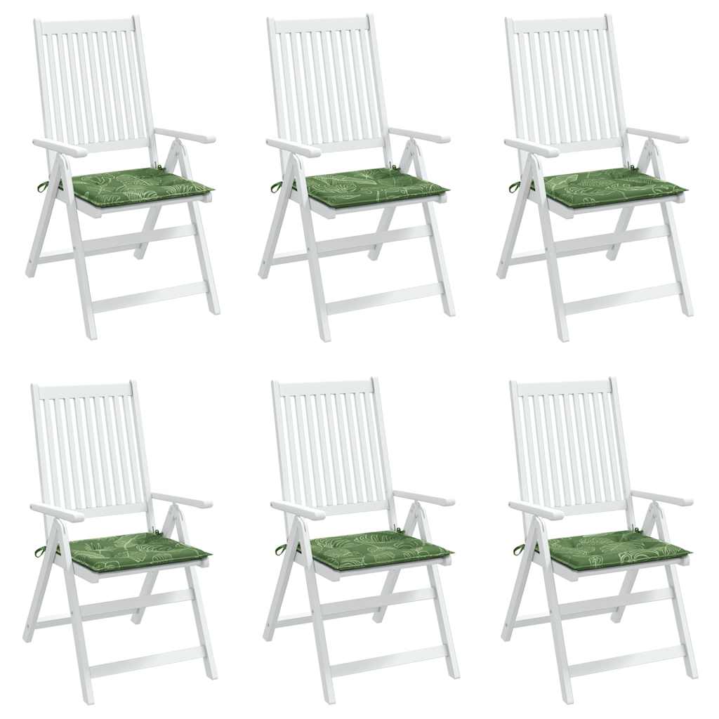 Cuscini per Sedia 6 pz Motivo a Foglie 40x40x3 cm Tessuto