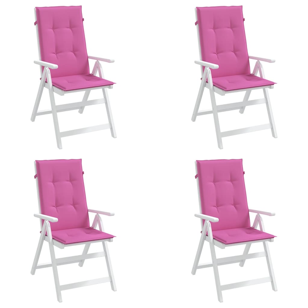Cuscini per Sedia con Schienale Alto 4pz Rosa in Tessuto