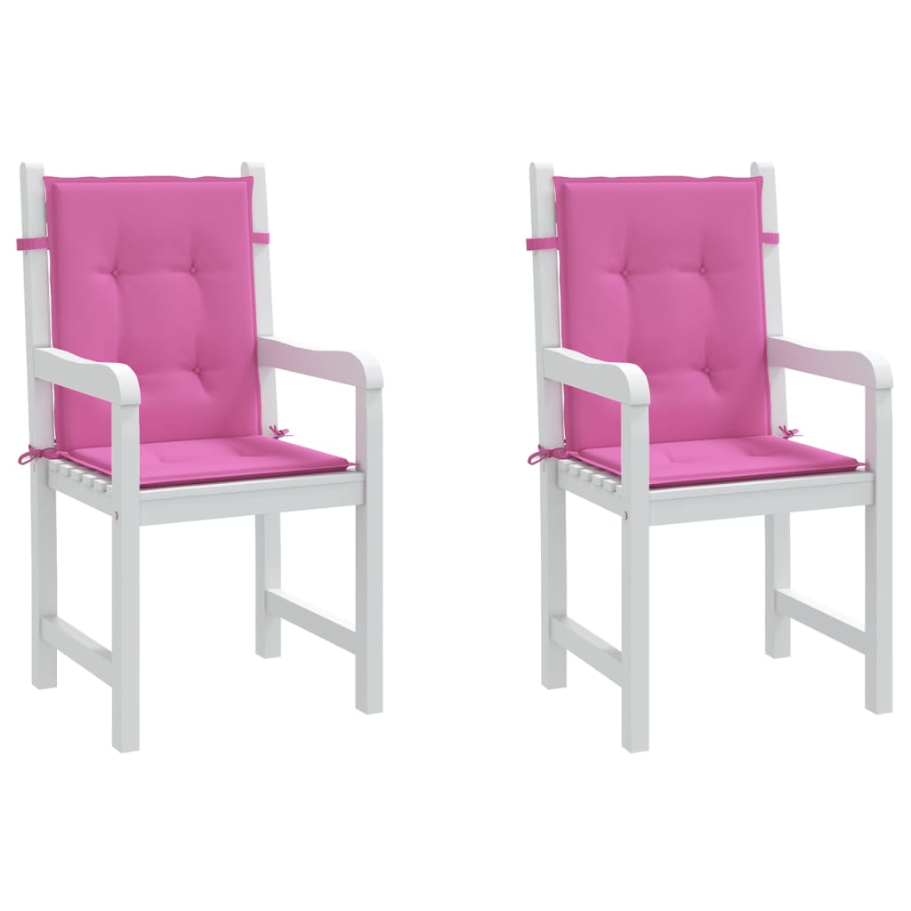Cuscini per Sedia con Schienale Basso 2 pz Rosa in Tessuto
