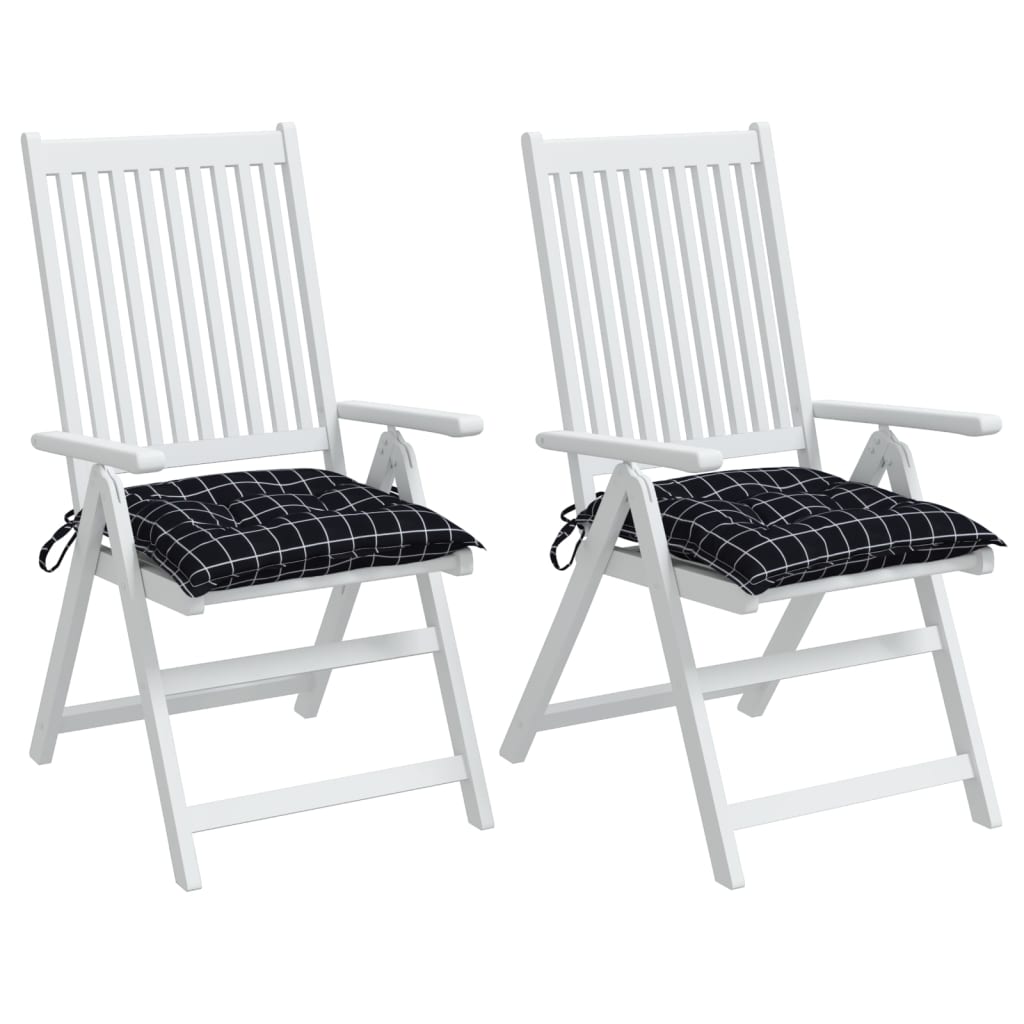 Cuscini per Sedia 2pz Motivo a Quadri Nero 40x40x7 cm Tessuto