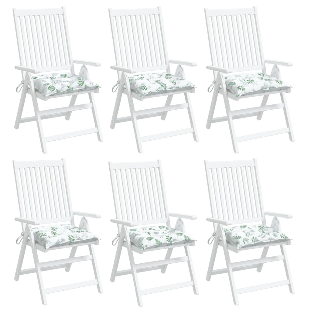 Cuscini per Sedia 6 pz a Foglie 50x50x7 cm Tessuto Oxford